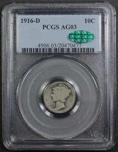 1916�N D �}�[�L�����[�V���o�[�_�C�� 10�Z���g PCGS AG 03 CAC