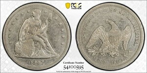 1845�N ���Ȍ^���o�e�B�h�� 50�Z���g PCGS XF �ڍ� 90%��� �č��R�C�� #GS904-2