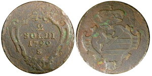 �C�^���A���B GORIZIA Francis II Copper 1799 S 2 Soldi Smolnik Mint KM#44 (9)