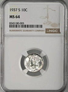 1937-S 10�Z���g �}�[�L�����[��݁u�T���t�����V�X�R�����ǁvNGC MS64 #8345180-005