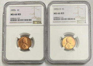 1955-P�A1955-D MS66 RD RED�ANGC�O���[�f�B���O�R�C��2���A�F��E�B�[�g�Z���g�O�b�h�C���[