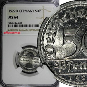 �h�C�c�A���C�}�[�����a�� 1922 D 50 �y�j�b�q NGC MS64 �~�����w�������� KM# 27 (037)