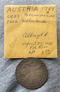 1789�N �I�[�X�g�����A �I�����_ 1/4K �V���o�[ �� �W���b�N�E�V�����}�� N.V. �A���X�e���_�� -