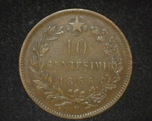 �C�^���A 1866-H 10 CENTESIMI KM11.3 ���ɍׂ��� ~C42
