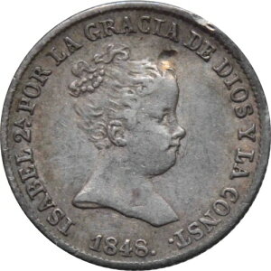 �X�y�C�� 1 ���A�� 1848 M CL�AAU�A�uQueen Isabel II (1847 - 1864)�v �V���o�[�R�C��-
