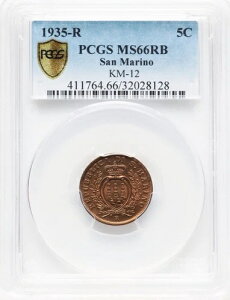 �T���}���m 1935-R 5 centesimi �R�C���X�[�p�[�u��Ζ����� PCGS �F�� MS-66-
