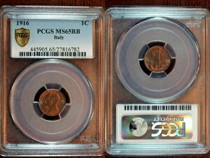 �C�^���A�A1 CENTESIMO 1916 - PCGS MS 65 RB - TOP POP (SL)�A��