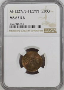 �G�W�v�g - �I�X�}���鍑�A1/20 �L���V�� �X���^�� ���n���h 5 �� 1327/3 AH NGC MS 63 RB�A��