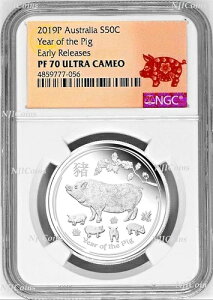 2019�N �I�[�X�g�����A �v���[�t �V���o�[ ���A�� ��N NGC PF 70 1/2�I���X �R�C�� ER OGP�t��