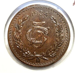 ���L�V�R 5�Z���^�{ 1934�N Mo UNC �u�����Y KM#422 ���ɔ�����