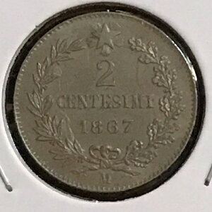 �C�^���A 2 Centesmi Prem Brn Unc Multiple Clash Marks 1867 M-