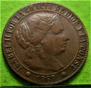 aXF�AISABEL II�A1 C?ntimo de Escudo�A1867�A�o���Z���i�AAureo & Calico.-654�A��