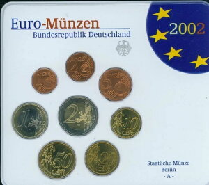 2002 �h�C�c 8���Z�b�g ���[���R�C�� �Z�b�g: 2?; 1?; 50; 20; 10; 5; 2; 1�Z���g �x������ A �~���g