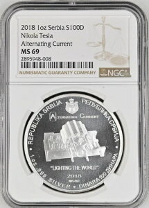 :2018 100�f�B�i�[��/1�I���X ��� �Z���r�A NGC MS69(PL) �e�X�� �𗬓d�� �� R3
