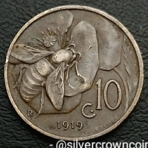 �C�^���A 10 Centesimi 1919 R. KM#60�B10�Z���g�d�݁B�n�j�[�r�[�B���N�x���[�~���g