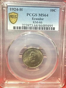 �G�N�A�h�� 10 CENTAVOS 1924 H KM # 66 PCGS MS64�B
