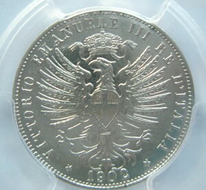 �C�^���A 25 centesimi 1902 ���[�} PCGS AU 58 �� UNC �j�b�P�� �C�[�O���N���E�� �O���[�f�B���O�ς�