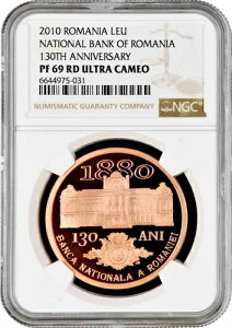 ���[�}�j�A 1 leu 2010�ANGC PF69 UC�A�u���[�}�j�A������s 130 ���N�L�O�v
