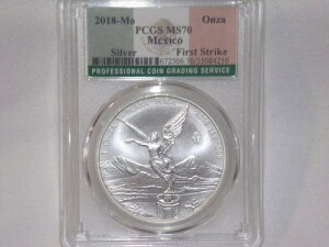 2018 - MO PCGS MS70 ���L�V�R 1 ONZA �V���o�[ ���x���^�b�h�u�t�@�[�X�g�X�g���C�N�v�t���b�O���x��