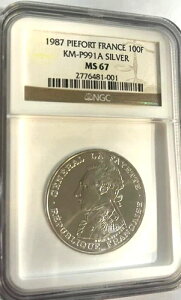 1987�N �s�G�t�H�[�� �t�����X 100�t���� KM-P991 A �V���o�[ NGC MS 67-�����O���[�h