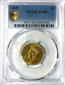 1855�N 3�h�� �C���f�B�A���w�b�h���� PCGS AU58