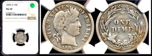 1895-O 10C NGC VG 10- BARBER DIME NGC VG10�O���[�h.... 5�̕���i������܂�