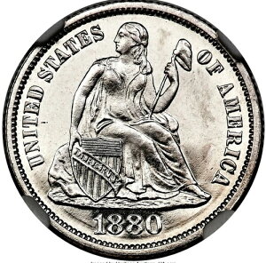 1880 10C PR67 �J���I NGC. F-101, R.3. ���鎩�R�̏��_��