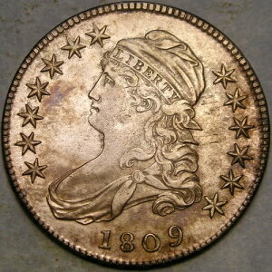 1809�N �L���b�v�o�X�g XXX�G�b�W �V���o�[ �n�[�t�h�� ���͓I�ȃg�j�� ���A *PCGS AU �ڍ�*