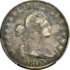 1803�N ��^ 3 PCGS VF35 �V���o�[ 50�Z���g �h���[�v�o�X�g �n�[�t�h��