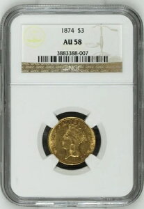 1874�N 3�h������ $3 �C���f�B�A���E�v�����Z�X�E�w�b�h NGC AU-58 CAC