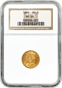 1892�N 2.50�h�� ���o�e�B�w�b�h�N�H�[�^�[�C�[�O���S�[���h NGC MS64 �u�����A���g�����ʃR�C��