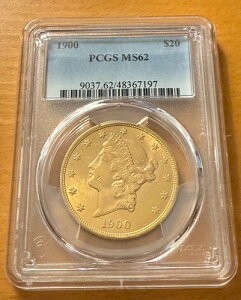 1900�N�č�����20�h�� PCGS MS62 �_�u���C�[�O�� ���o�e�B�w�b�h