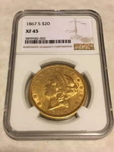 1867-S XF45 NGC ���o�e�B �_�u���C�[�O�� 20 �h������ ���ɖ��͓I (PCGS �Ȃ�)