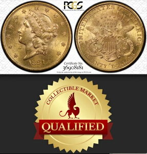 1891-S PCGS MS62 CMQ �_�u���_�C���o�[�X $9,910-Comp DDR �^�O�t�� $20 �_�u���C�[�O��