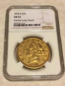1870-S AU53 NGC 20�h�� ���o�e�B �_�u���C�[�O������ �V���[�v�O���i�C�g���f�B�iPCGS�Ȃ��j
