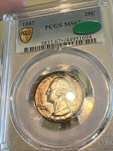 1947�N D 25C �V���o�[ ���V���g�� �N�H�[�^�[ PCGS �L���O !!! MS67+ �ɏ� GEM CAC �V���[�v