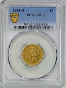 1854-O G$3 �C���f�B�A���w�b�h 3�h������ AU50 PCGS 51345254