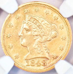 1848-D ���o�e�B�S�[���h�N�H�[�^�[�C�[�O�� 2.50�h�� �_���l�K NGC �����ʃf�B�e�[�� UNC MS