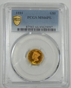 1881�N�C���f�B�A���v�����Z�X�w�b�hTy-3�S�[���h$1 PCGS�Z�L���A�v���XMS 66�v���[�t���C�N?POP 1