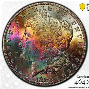 1882�N S $1 �����K����� PCGS MS64 �����X�^�[���C���{�[�g�[�� �I�[�����I�[�o��