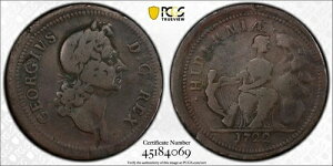 1722�N 1/2�y�j�[ �n�C�o�[�j�A ���b�N�X �E PCGS VG �ڍ� �� �R���j�A���R�C��