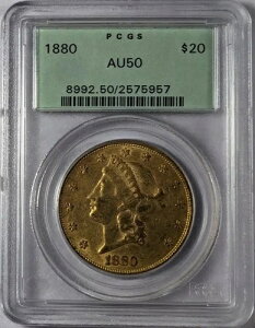 1880�N �_�u���C�[�O���X ���o�e�B�w�b�h PCGS AU-50