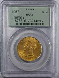 1907�N P �S�[���h �C�[�O���X ���o�e�B�w�b�h PCGS MS-61 ���o�e�B