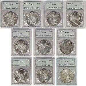 �����K����� ? PCGS MS65 ���v: 10 ? 1879-S (2), 1880-S (3), 1882-S (5)