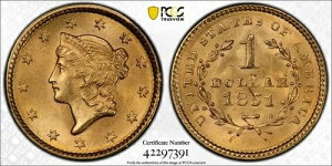 1851�N 1�h������ �_�C���[�e�[�V���� PCGS MS65