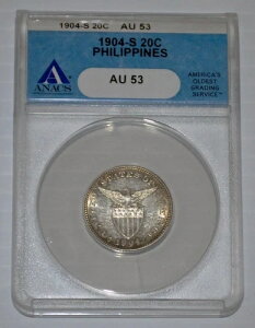 20 �Z���^�{ 1904-S �č�-�t�B���s�� �A�����J���O�� ANACS AU 53