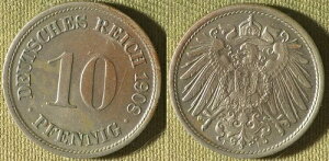 �h�C�c�鍑�F1908F 10 Pf. CH.AU-UNC #12 IR10306