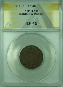 1913�N 1C �f���}�[�N�̐��C���h���� ANACS EF-45 1�Z���g�d�� KM#83