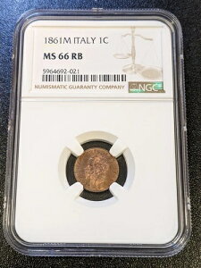 1861 M MS66 RB �C�^���A Centesimo NGC KM 1.1 �~���m������