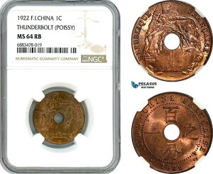 AJ584�A�t�����X�̃C���h�V�i�A1�Z���g�A1922�N�A�T���_�[�{���g�A�|���V�[�~���g�ANGC MS64RB